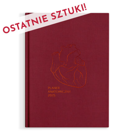 Kalendarz w formie planera z twardą oprawą i wytłoczonym na okładce złotym sercem